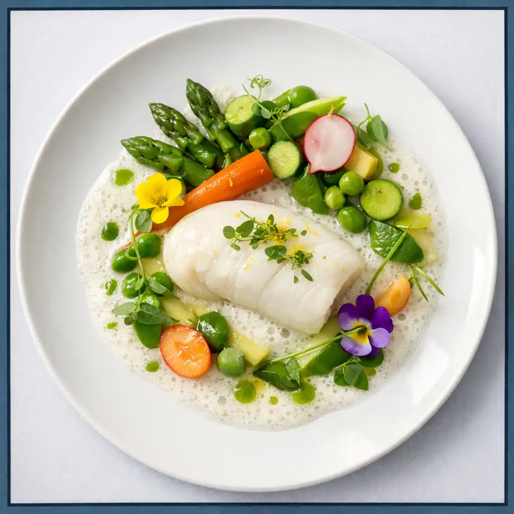 Poisson dressé avec des herbes fraîches